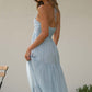 Elegantes Damen-Kleid mit Spaghettiträgern, sexy tiefem V-Ausschnitt