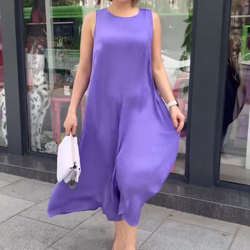 💜Begrenzter Verkauf 50 % RABATT💜Lila ärmelloses Maxikleid mit lockerer Passform für Damen
