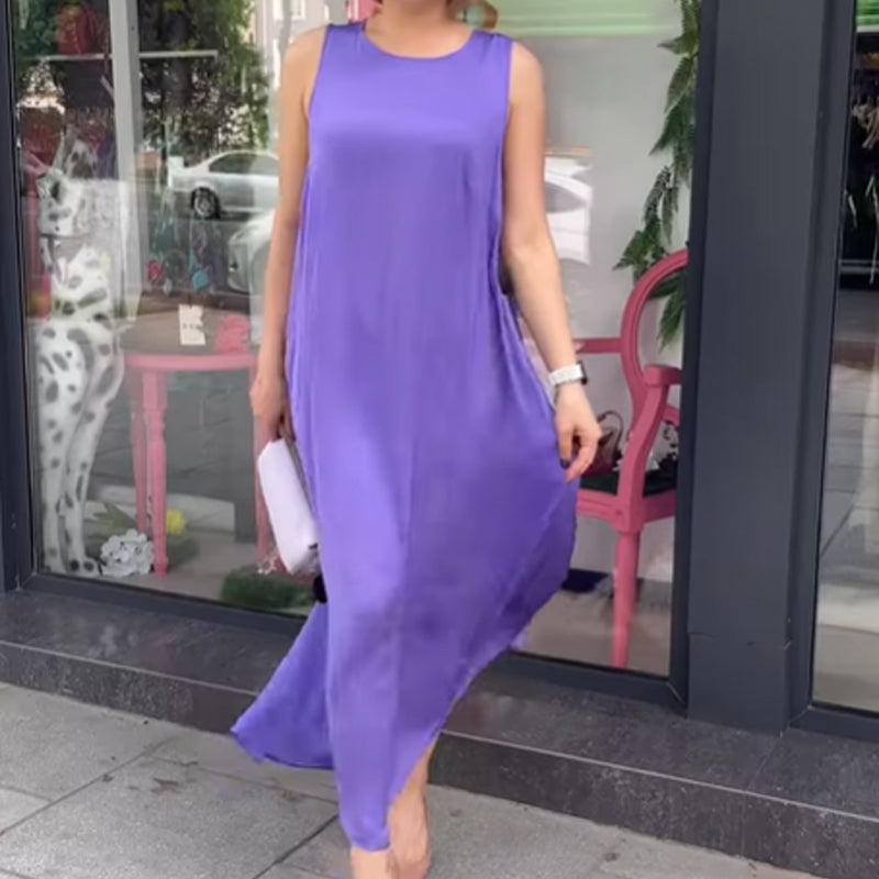 💜Begrenzter Verkauf 50 % RABATT💜Lila ärmelloses Maxikleid mit lockerer Passform für Damen