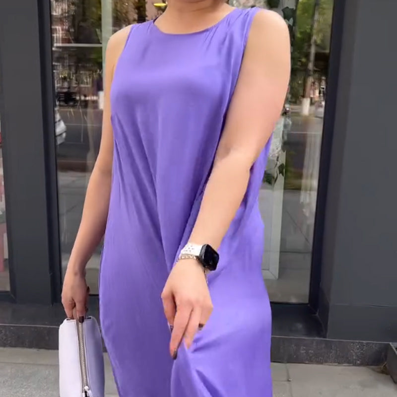 💜Begrenzter Verkauf 50 % RABATT💜Lila ärmelloses Maxikleid mit lockerer Passform für Damen
