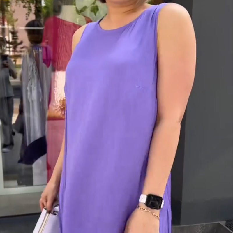 💜Begrenzter Verkauf 50 % RABATT💜Lila ärmelloses Maxikleid mit lockerer Passform für Damen