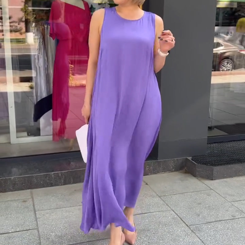 💜Begrenzter Verkauf 50 % RABATT💜Lila ärmelloses Maxikleid mit lockerer Passform für Damen