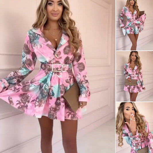 👗Frauenmode Floral taillierte langärmelige Kleider