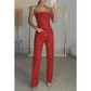 2-teiliges Set aus Glitzeroberteil und -hose für Damen