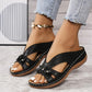 Damen-Sandale aus Leder mit Blumenmuster