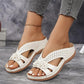 Damen-Sandale aus Leder mit Blumenmuster