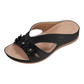 Damen-Sandale aus Leder mit Blumenmuster