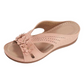Damen-Sandale aus Leder mit Blumenmuster