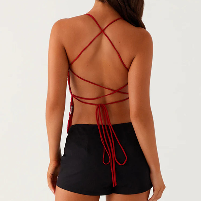 Sexy kurzes Camisole mit bestickten Pailletten