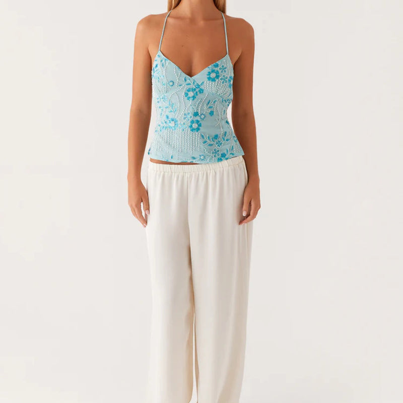 Sexy kurzes Camisole mit bestickten Pailletten