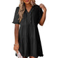 Damen-Stufenkleid mit Rüschenbesatz und V-Ausschnitt