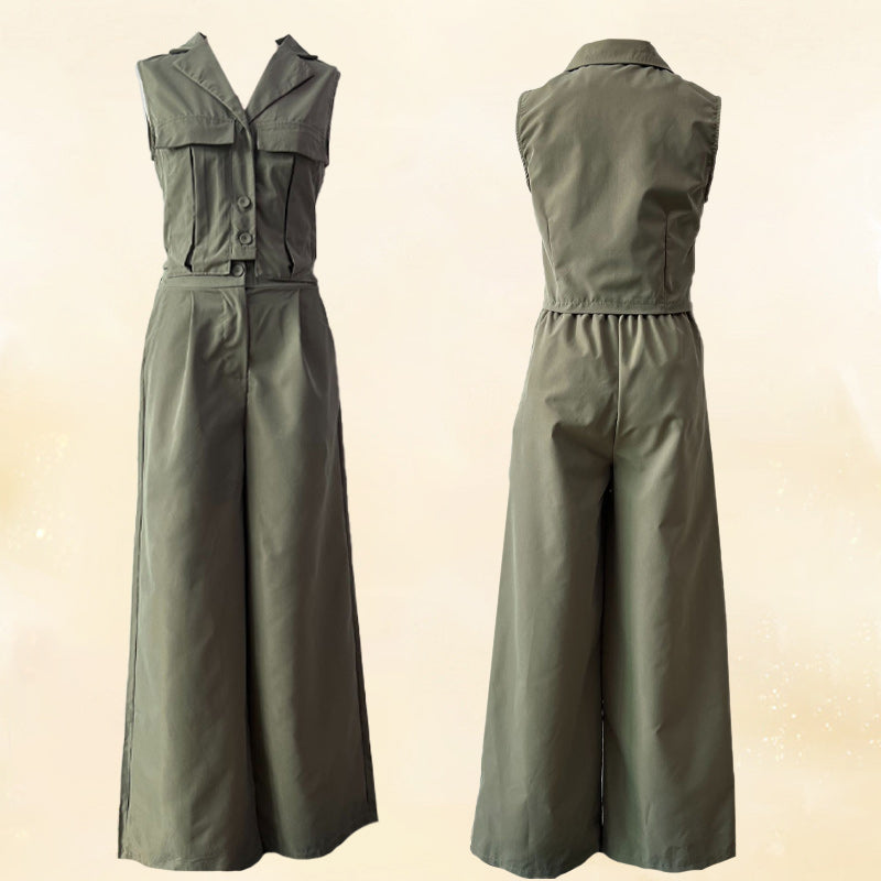 Reversweste Elegante Hose mit hoher Taille Zweiteiliger Anzug für Damen