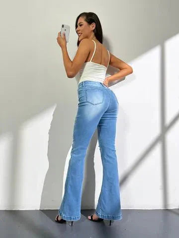 🔥🔥90ER VINTAGE-JEANS MIT KNOPFLEISTE UND AUSGEFRAGTER HOHER TAILLE