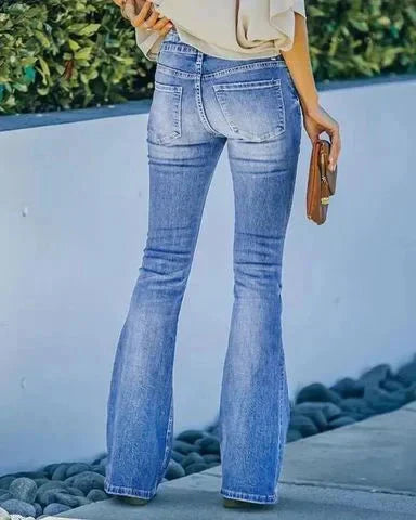 🔥🔥90ER VINTAGE-JEANS MIT KNOPFLEISTE UND AUSGEFRAGTER HOHER TAILLE