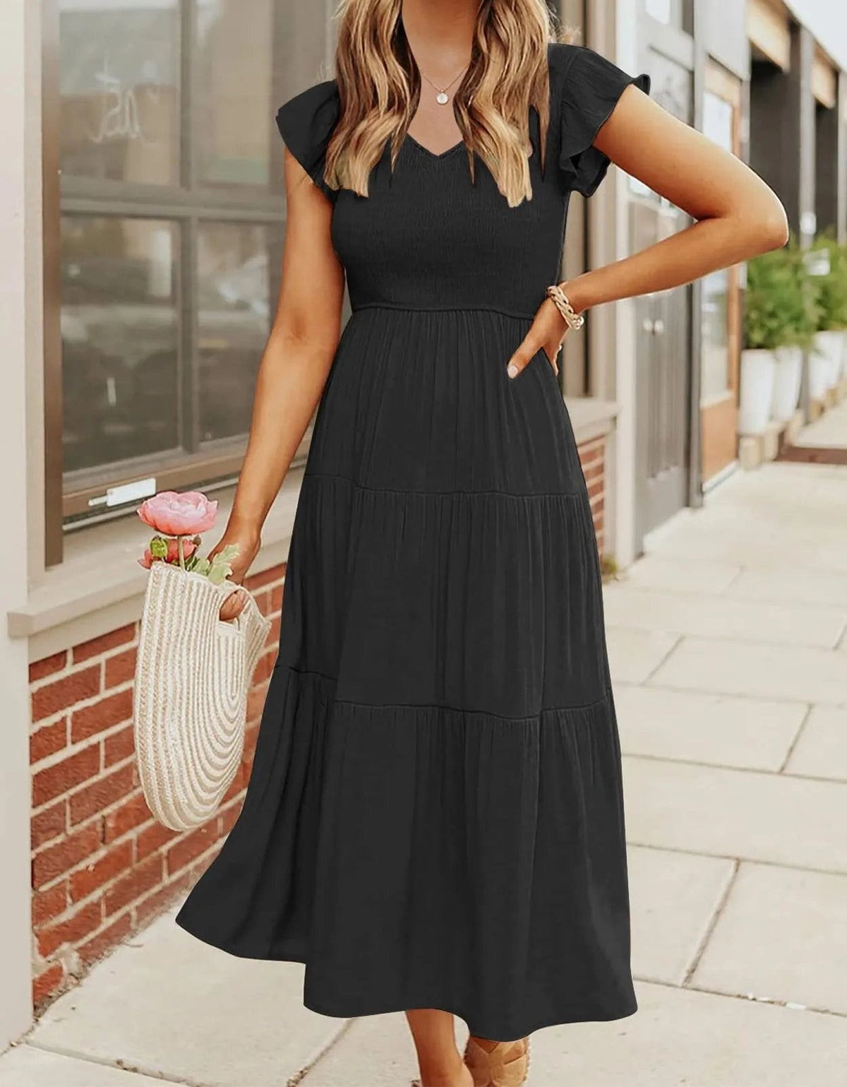 Lässiges, kurzes Midikleid für Damen im Sommer