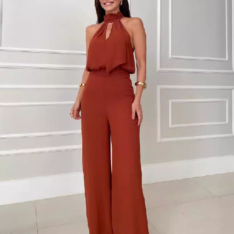 Set aus bauchfreiem Top mit Stehkragen und Hose mit weitem Bein