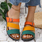 Damen Sandalen Hausschuhe mit Colorblock, Keilabsatz und dicken Sohlen