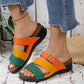 Damen Sandalen Hausschuhe mit Colorblock, Keilabsatz und dicken Sohlen