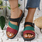 Damen Sandalen Hausschuhe mit Colorblock, Keilabsatz und dicken Sohlen
