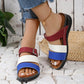 Damen Sandalen Hausschuhe mit Colorblock, Keilabsatz und dicken Sohlen