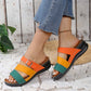 Damen Sandalen Hausschuhe mit Colorblock, Keilabsatz und dicken Sohlen