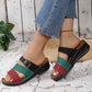 Damen Sandalen Hausschuhe mit Colorblock, Keilabsatz und dicken Sohlen