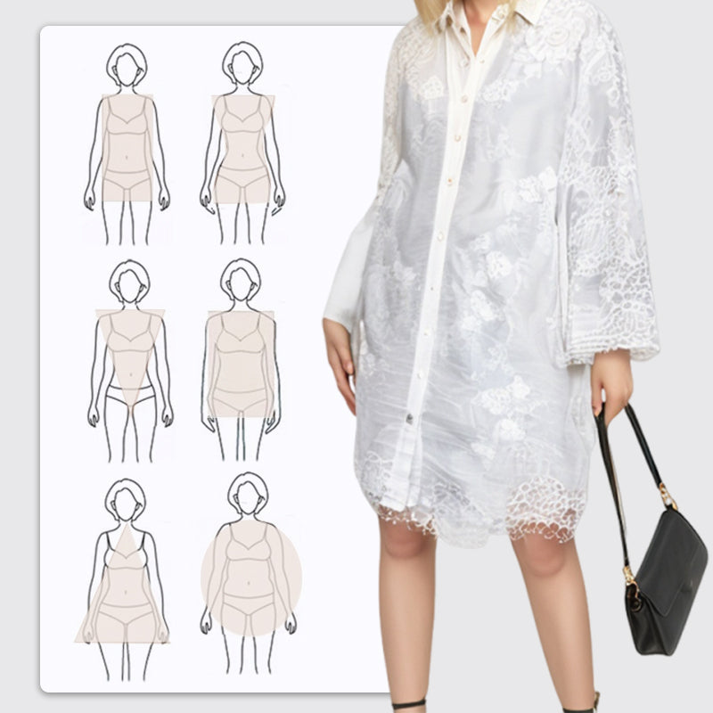 Bequemes besticktes Hemdblusenkleid für Damen
