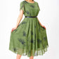 Damen A-Linien Midikleid mit Gürtel