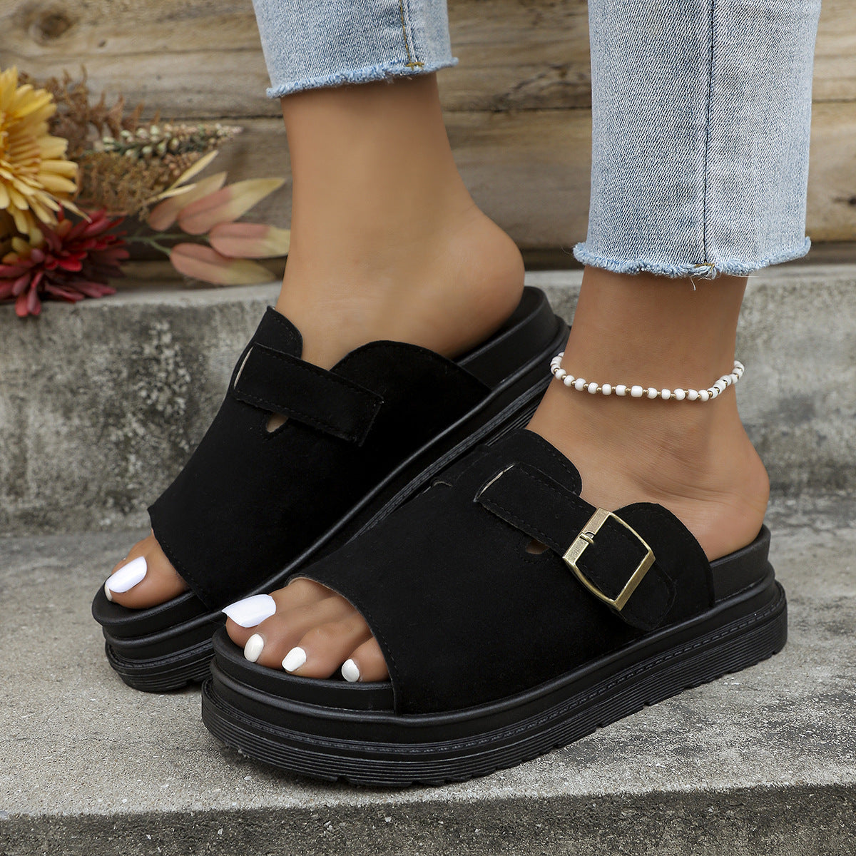 Damen-Sandalen mit dicker Sohle im Retro-Stil