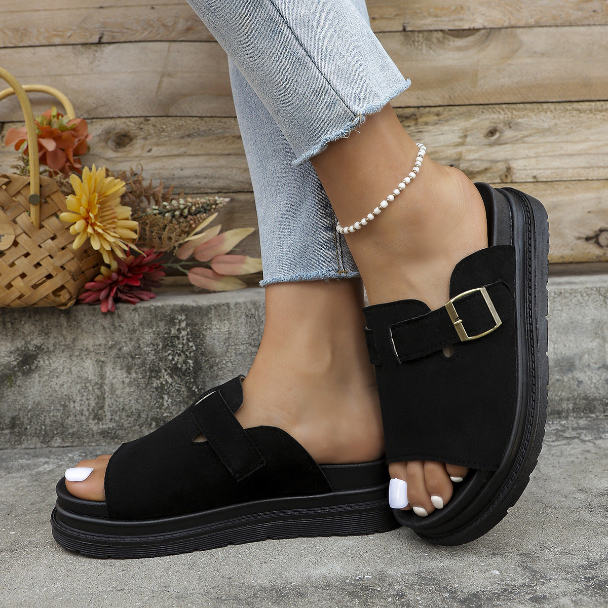 Damen-Sandalen mit dicker Sohle im Retro-Stil