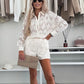 Eleganter Spitzen-Zweiteiler: Bluse und Shorts