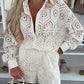 Eleganter Spitzen-Zweiteiler: Bluse und Shorts