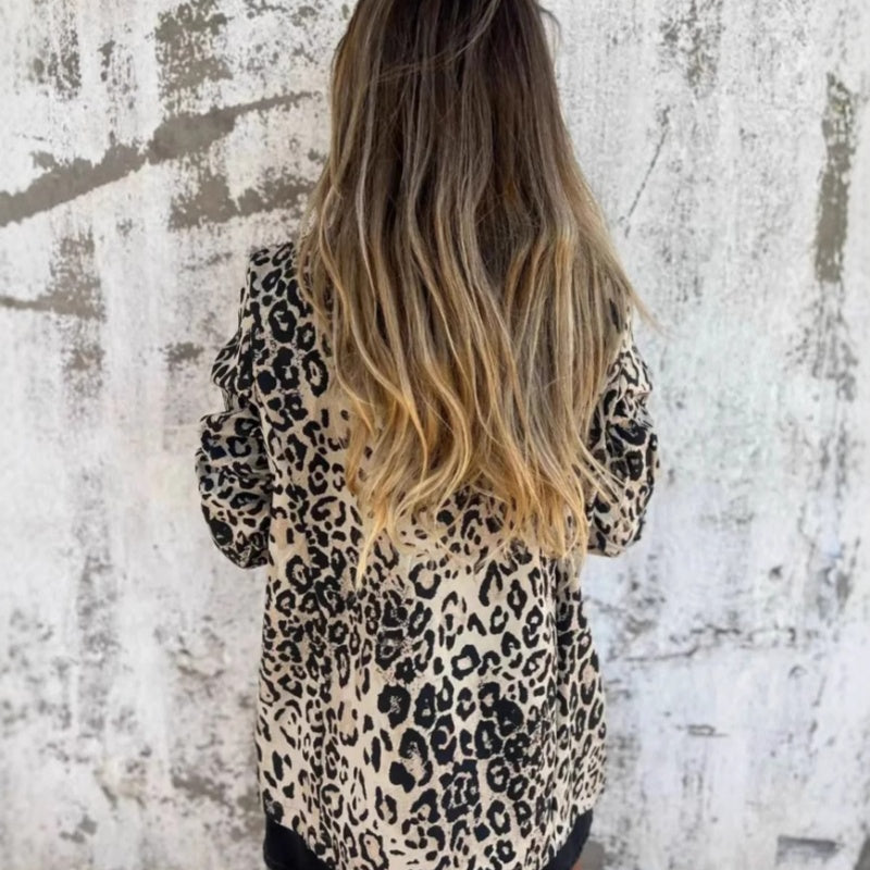 Modischer Blazer mit Leopardenmuster für Damen