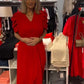 Damen Kleid mit V-Ausschnitt in Rot