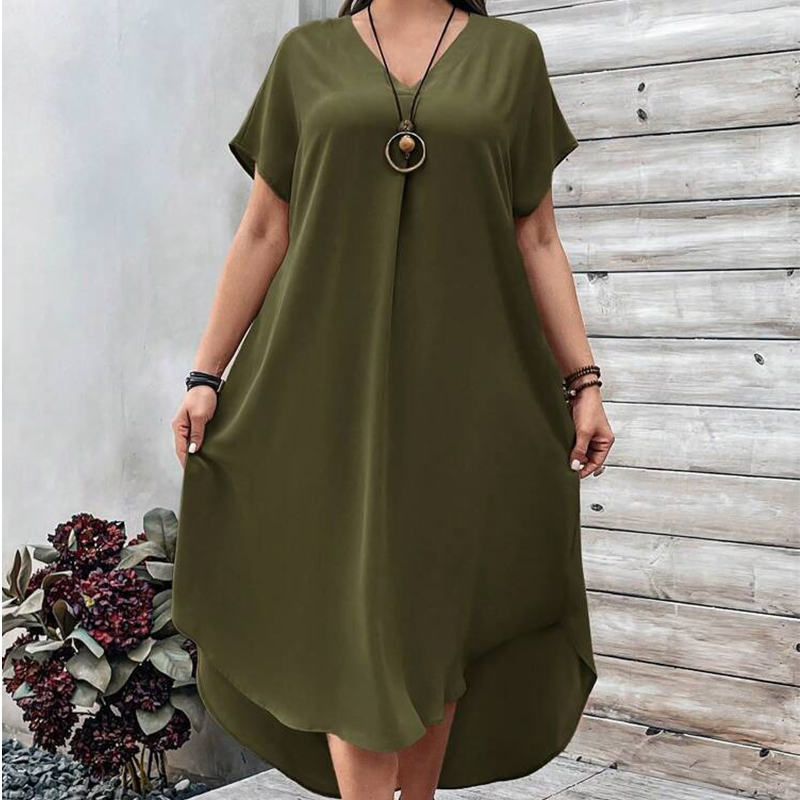 Lässiges Frauenkleid mit V-Ausschnitt