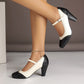 Elegante Mary Jane-Schuhe aus PU-Leder mit klobigem Absatz für Damen