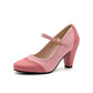 Elegante Mary Jane-Schuhe aus PU-Leder mit klobigem Absatz für Damen