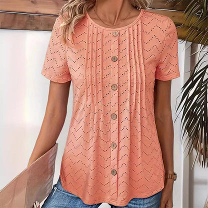 Lässiges Damen-T-Shirt mit Rundhalsausschnitt und kurzen Ärmeln