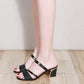 Damenmode Sandalen mit Strasssteinen und Fischmaul und klobigem Absatz