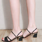 Damenmode Sandalen mit Strasssteinen und Fischmaul und klobigem Absatz