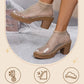 Durchbrochene Damen-Sandalen mit runder Spitze und Strasssteinen