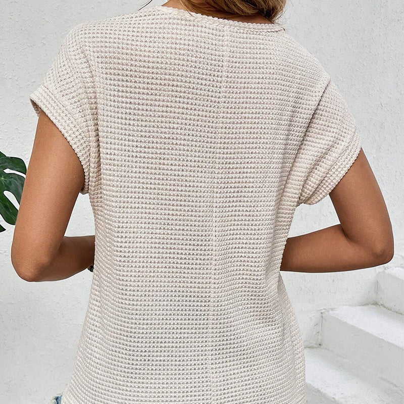 🍃 Gestrickte Mesh Short Sleeve Top