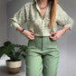 2-teiliges Set aus bedrucktem Hemd und Hose mit Knöpfen für Damen