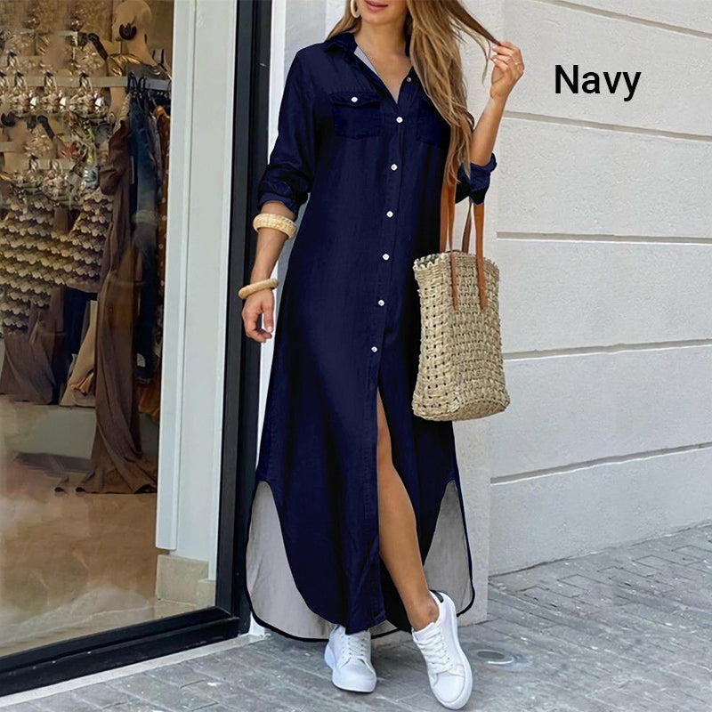 Trendiges Langarm-Hemdkleid für Damen