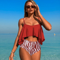 Sexy, zweiteiliges Bikini-Set mit Rüschen und hoher Taille für Damen