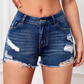 Modische Stretch-Jeansshorts mit hoher Taille für Damen