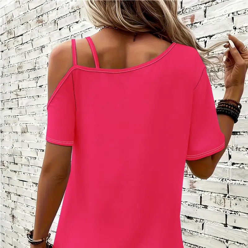 Kurzarm-Off-Shoulder-Tops mit Herz-Print für Damen