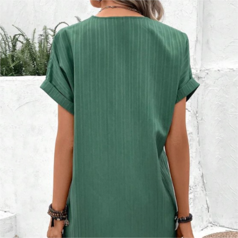 🍃Einfache Feste Farbe V-Ausschnitt mit kurzem Ärmel für Frauen🌷