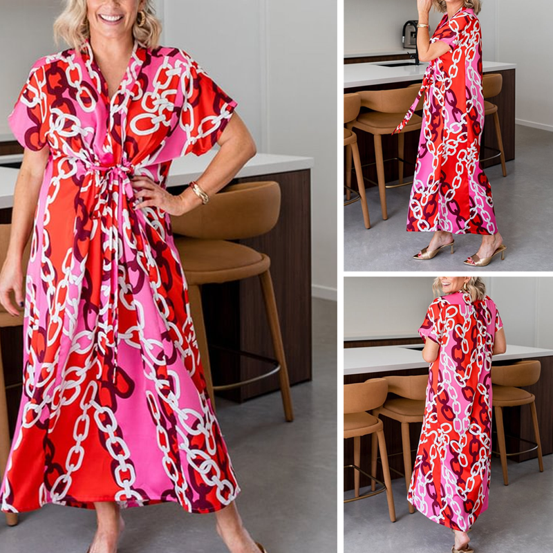 Trendy Loose Fit Bedrucktes langes Kleid für Damen