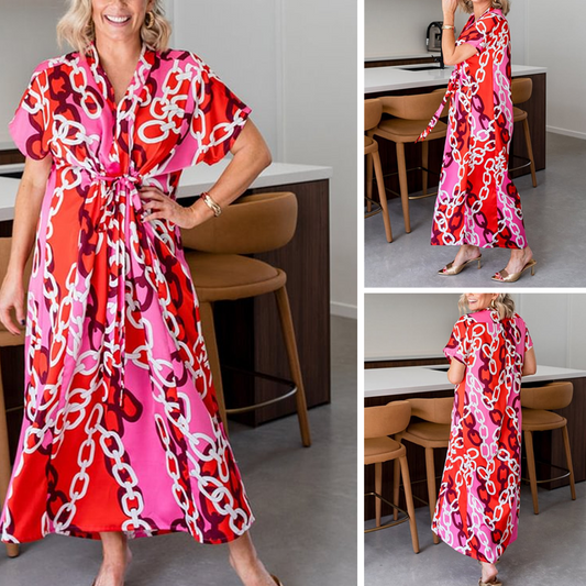 Trendy Loose Fit Bedrucktes langes Kleid für Damen